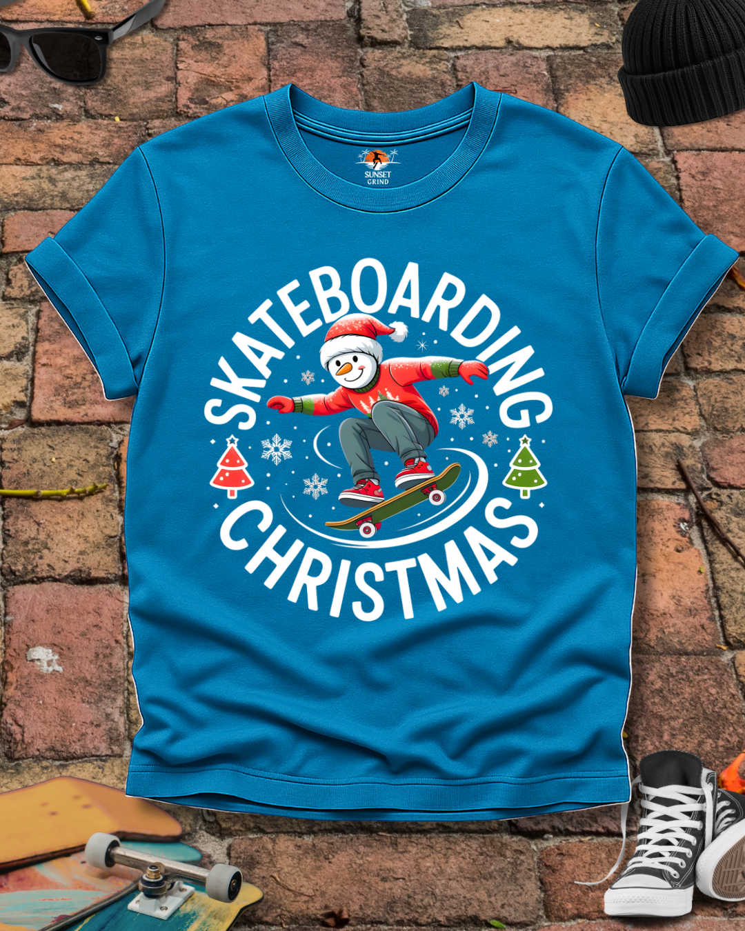 SKATEBOARDING SNOWMAN T-Shirt