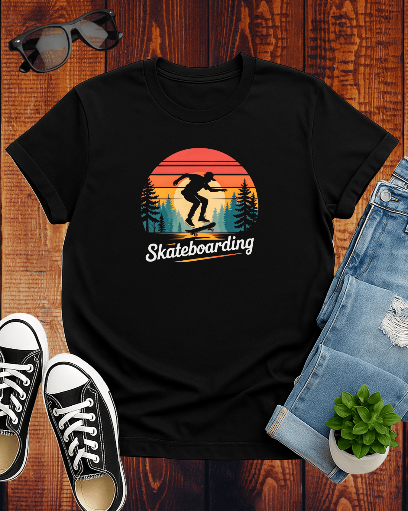 SKATEBOARDING IN SUNSET T-Shirt
