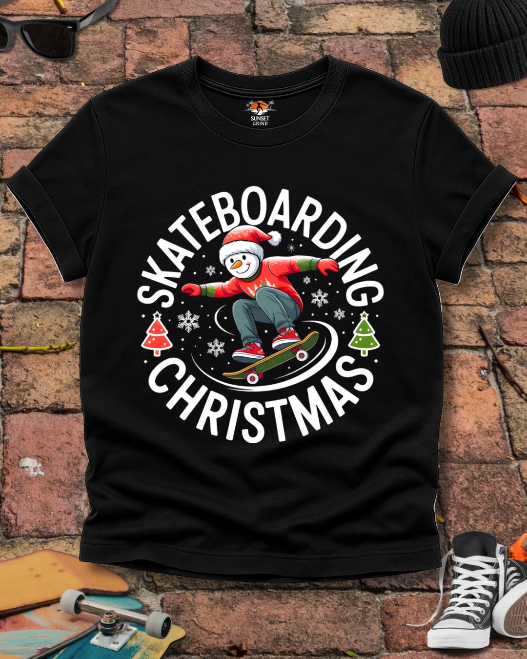SKATEBOARDING SNOWMAN T-Shirt