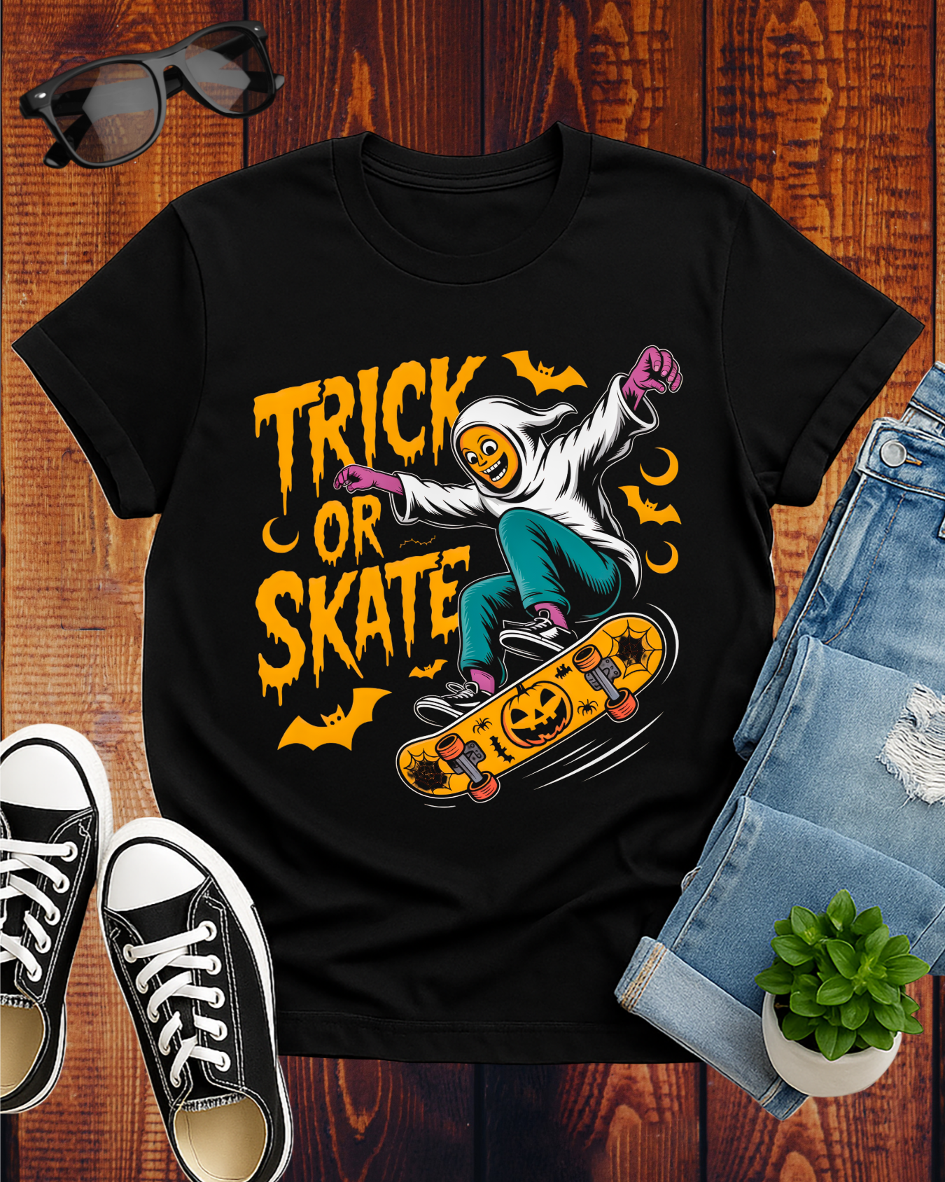 TRICK OR SKATE GHOST T-Shirt