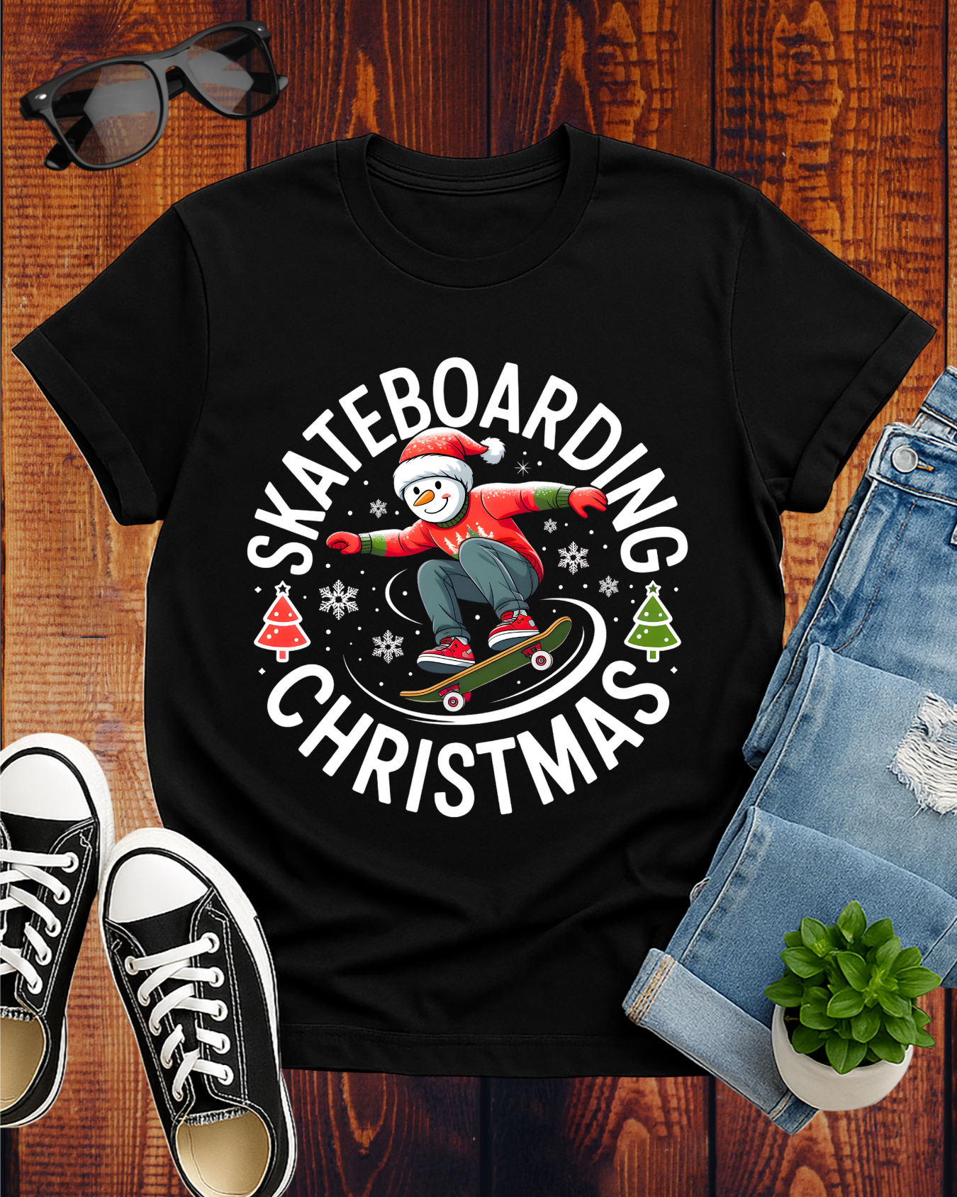 SKATEBOARDING SNOWMAN T-Shirt