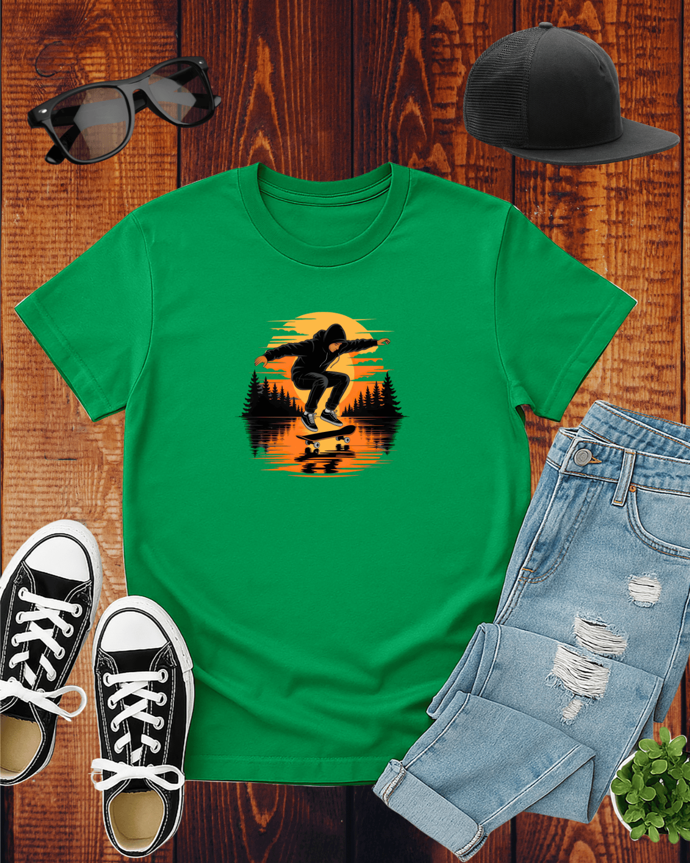 SKATEBOARDING IN SUNSET 2 T-Shirt