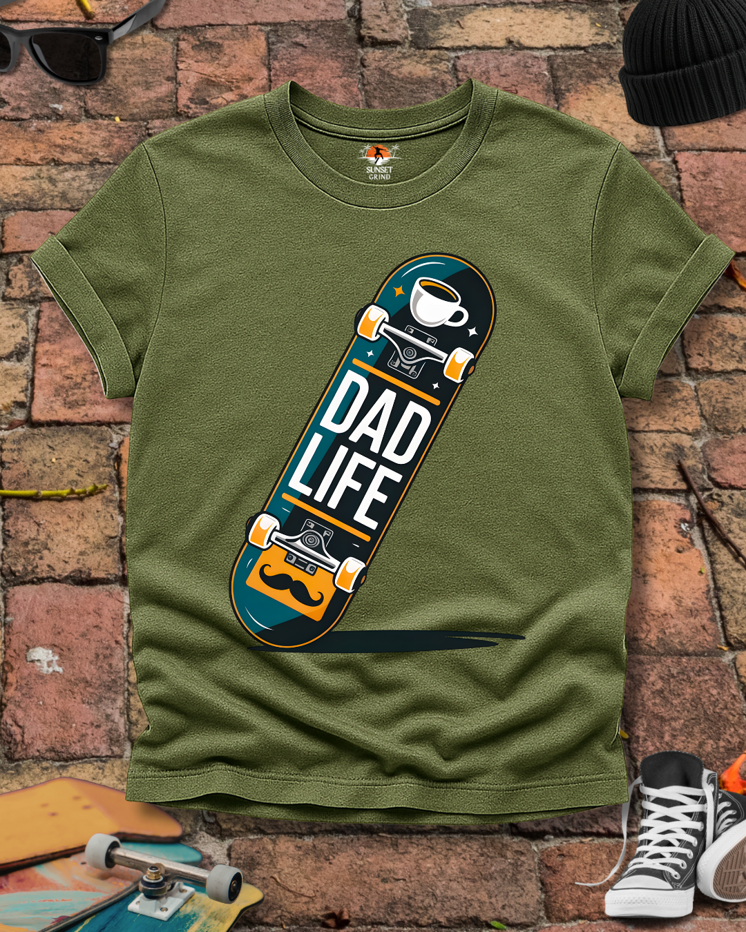 Concrete Raised Skate Dad T-Shirt