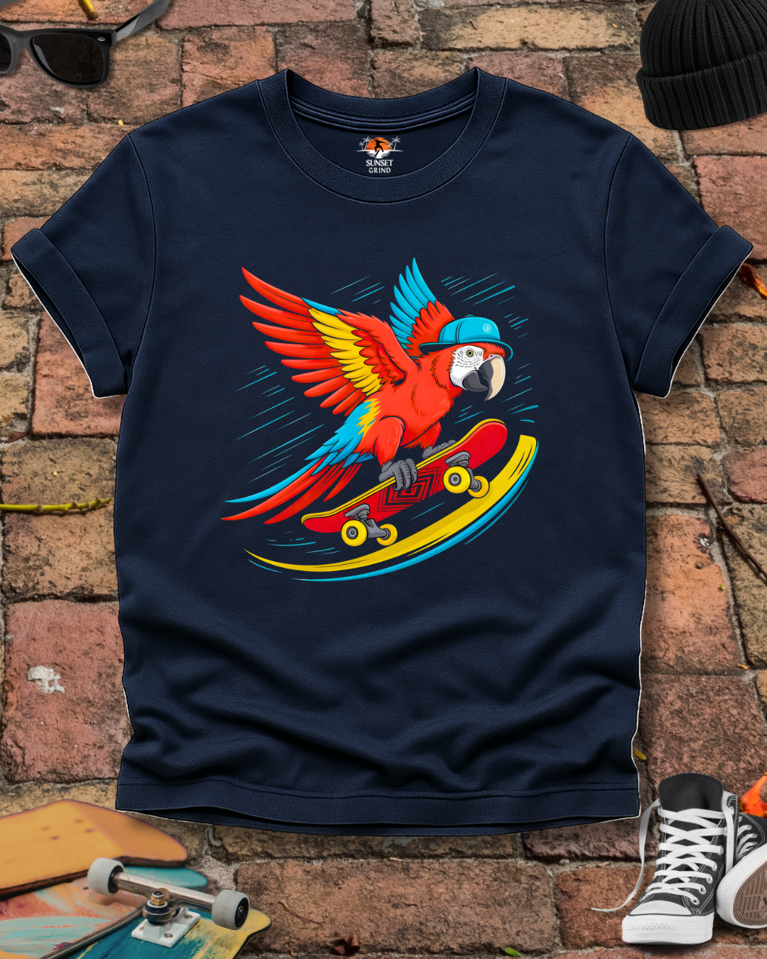 Skating Parrot T-Shirt