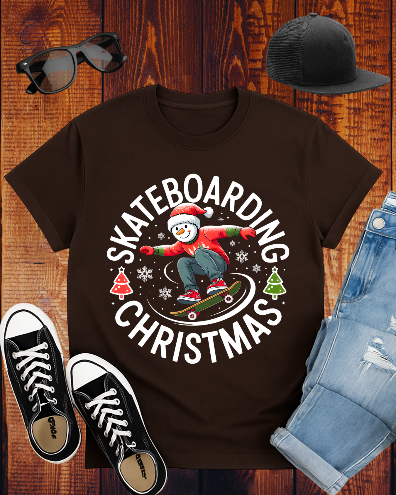 SKATEBOARDING SNOWMAN T-Shirt