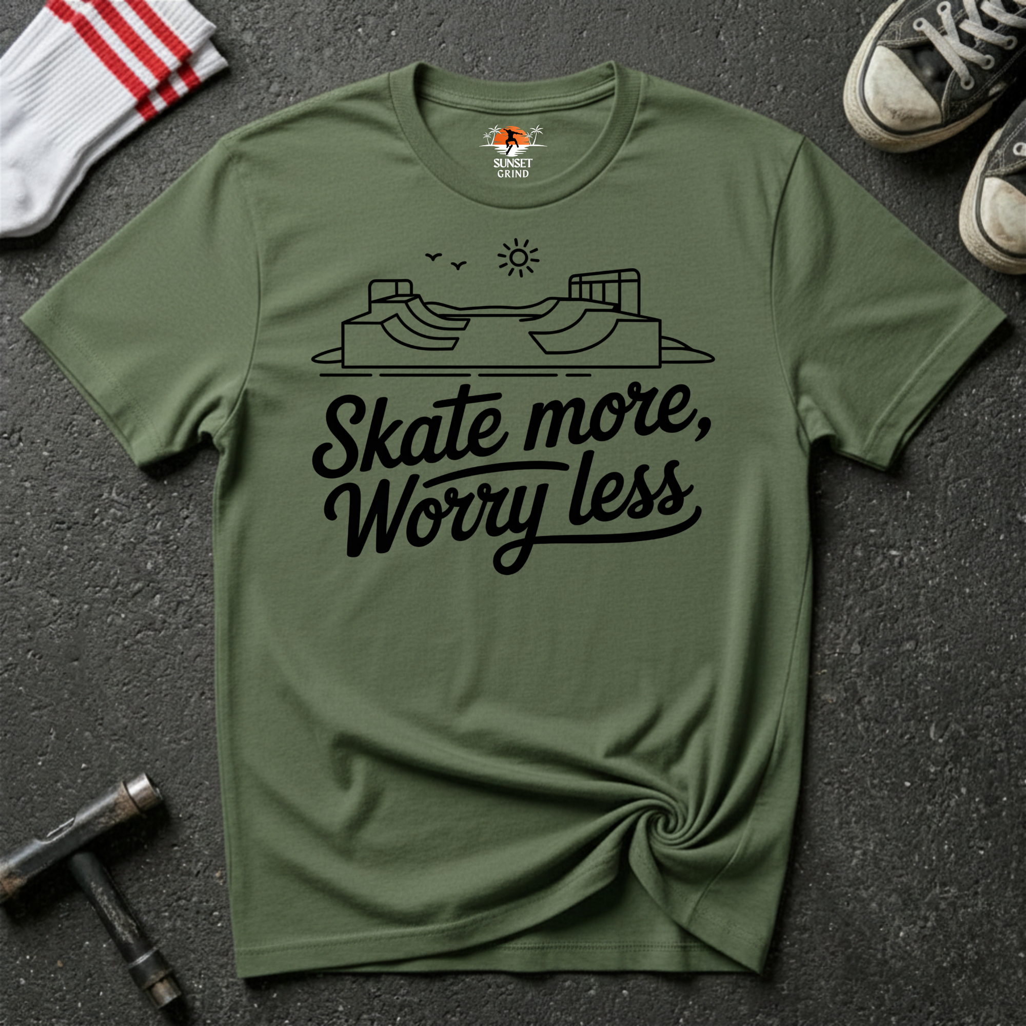 SKATE MORE, WORRY LESS T-Shirt