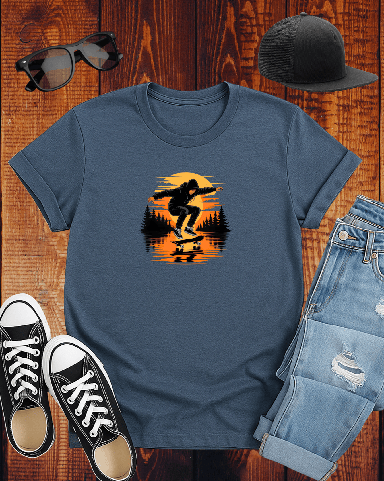 SKATEBOARDING IN SUNSET 2 T-Shirt