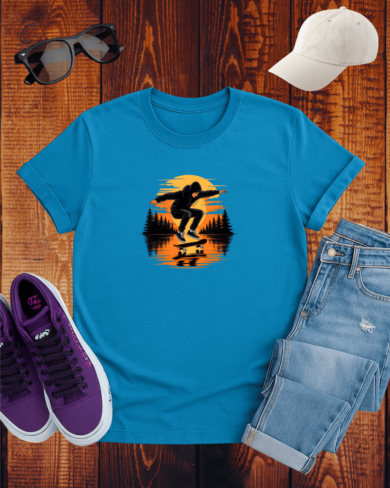 SKATEBOARDING IN SUNSET 2 T-Shirt