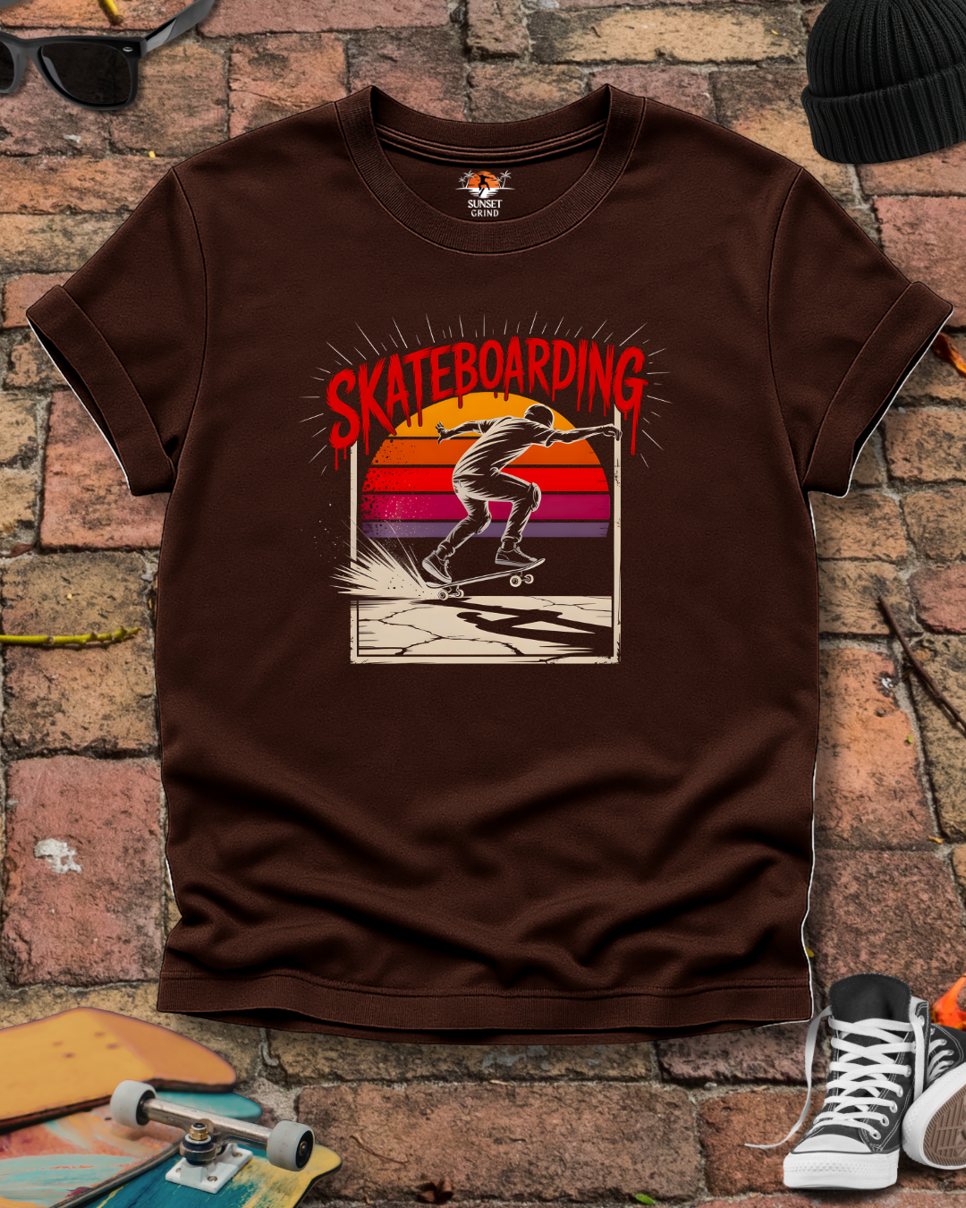 SKATEBOARDING VINTAGE RETRO SUNSET 2 T-Shirt