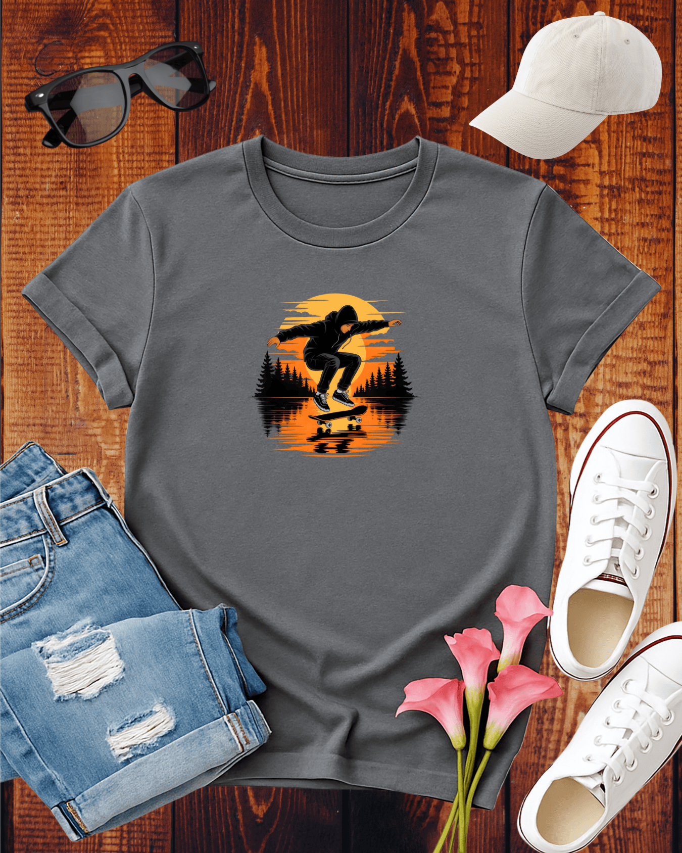SKATEBOARDING IN SUNSET 2 T-Shirt