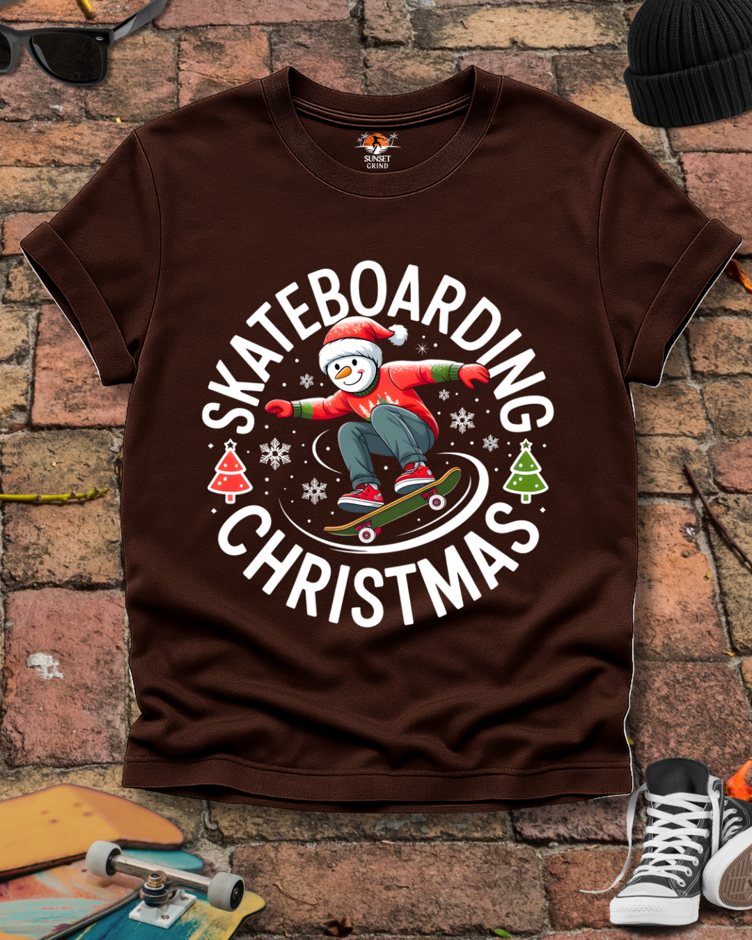 SKATEBOARDING SNOWMAN T-Shirt