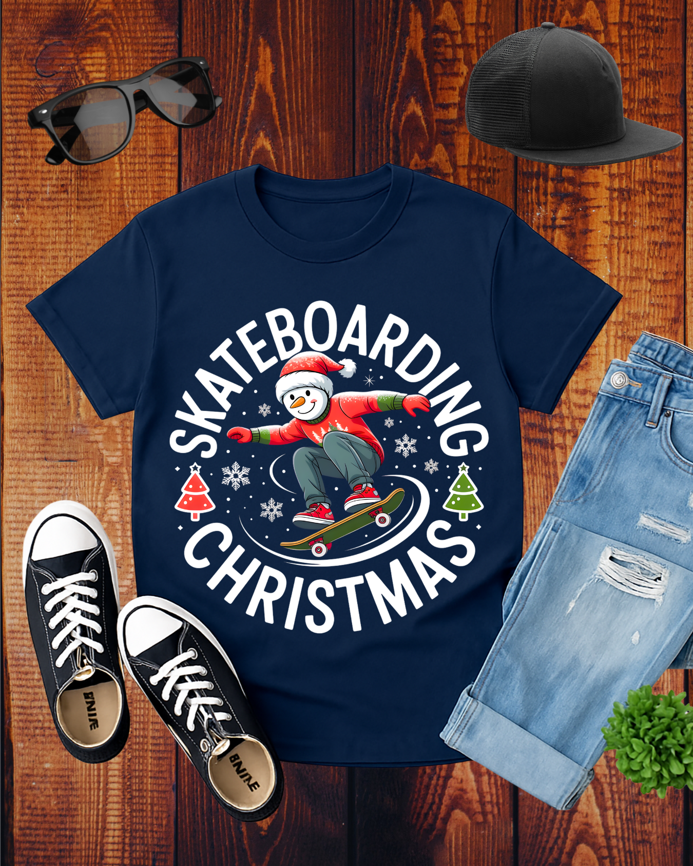 SKATEBOARDING SNOWMAN T-Shirt