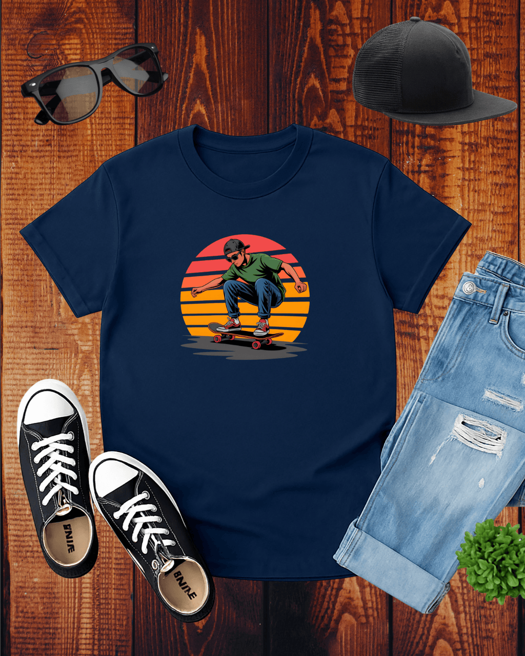 SKATEBOARDING VINTAGE RETRO SUNSET T-Shirt