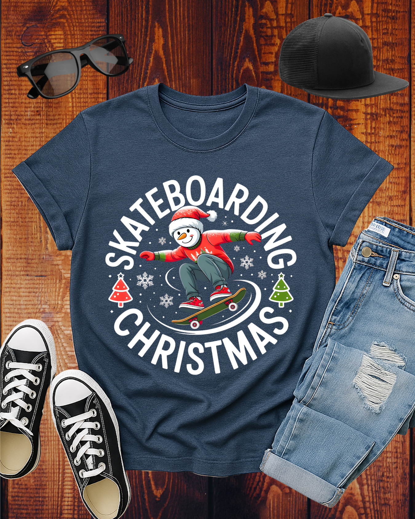 SKATEBOARDING SNOWMAN T-Shirt