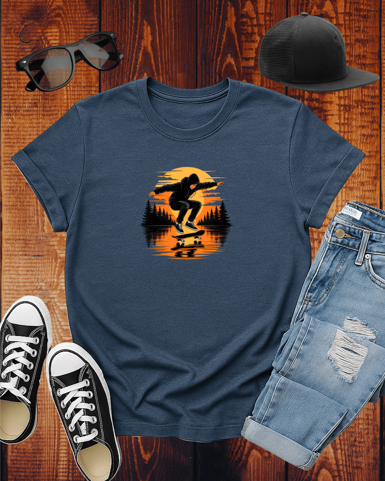 SKATEBOARDING IN SUNSET 2 T-Shirt