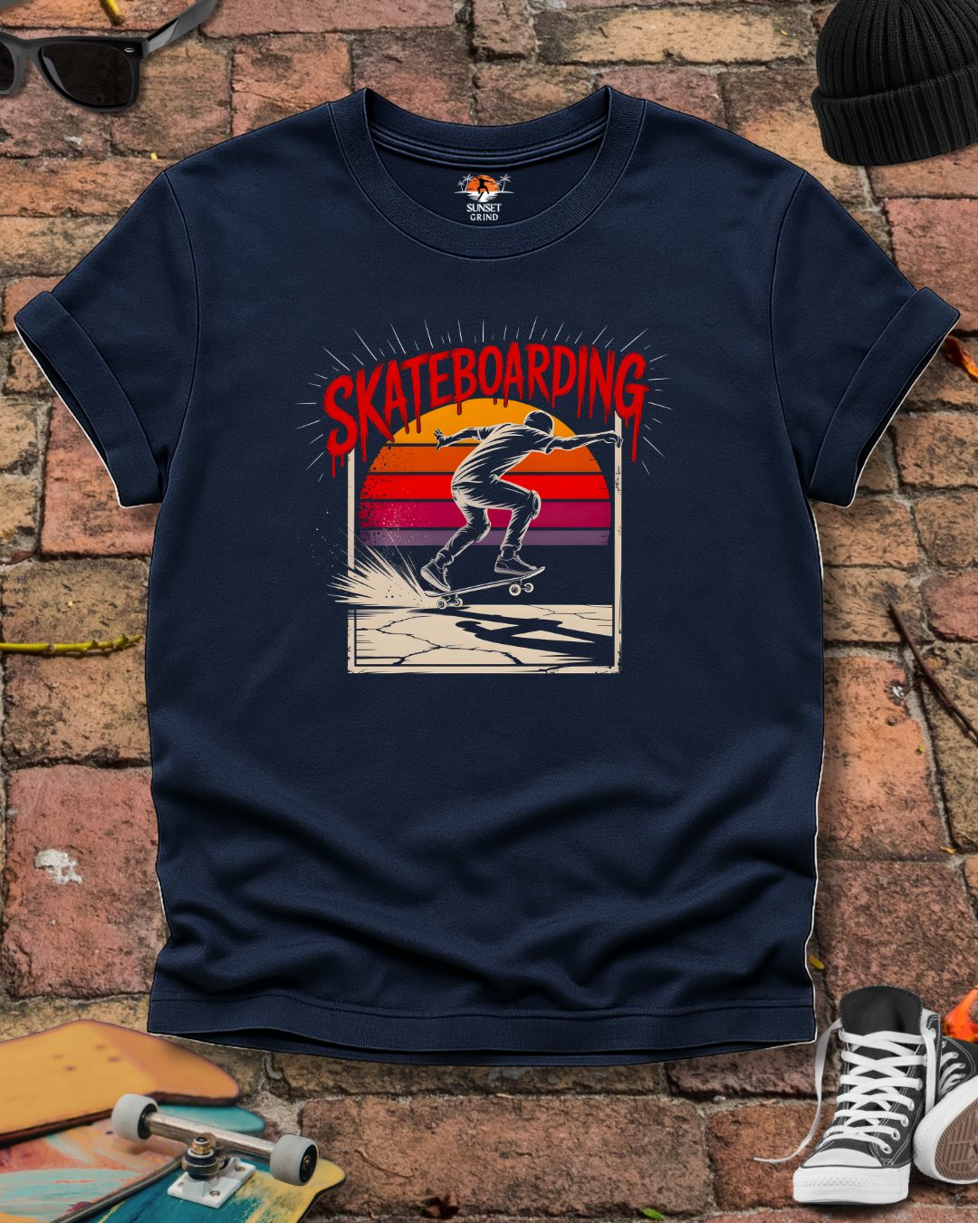 SKATEBOARDING VINTAGE RETRO SUNSET 2 T-Shirt