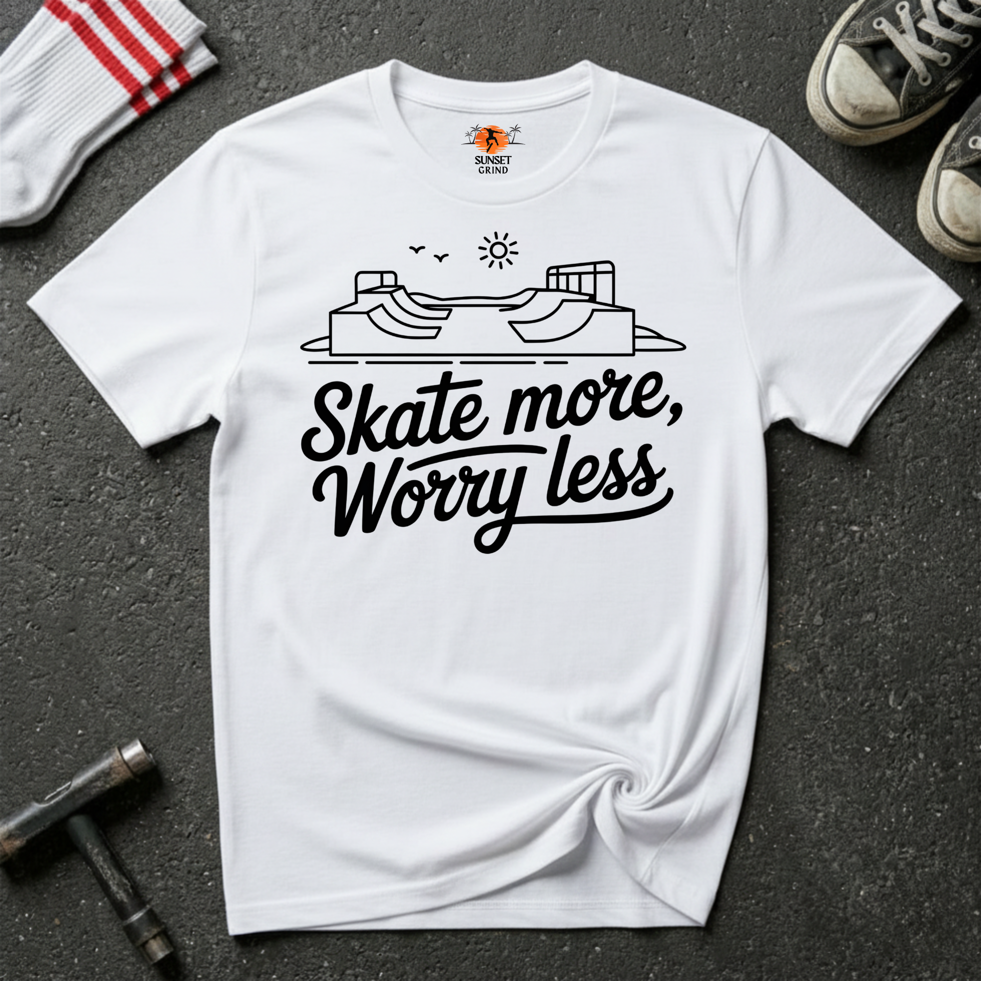 SKATE MORE, WORRY LESS T-Shirt