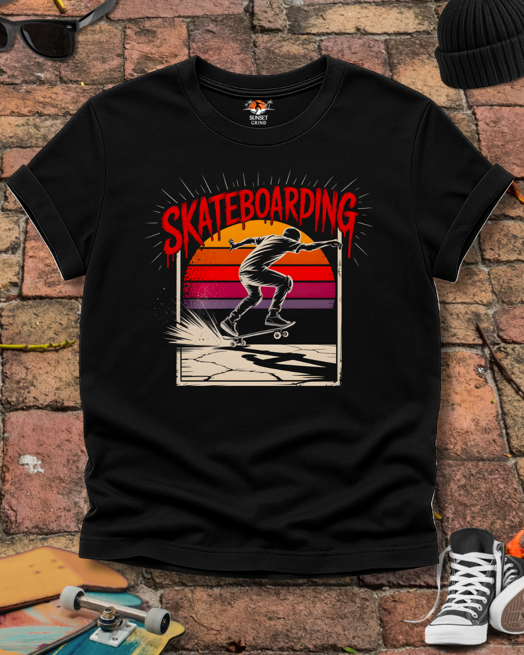 SKATEBOARDING VINTAGE RETRO SUNSET 2 T-Shirt