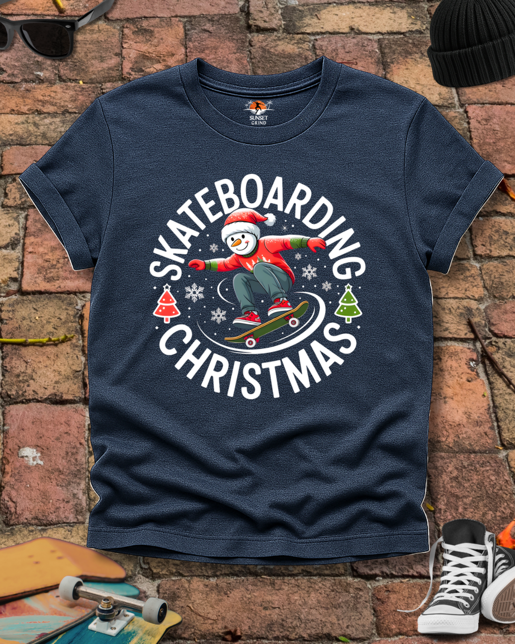 SKATEBOARDING SNOWMAN T-Shirt