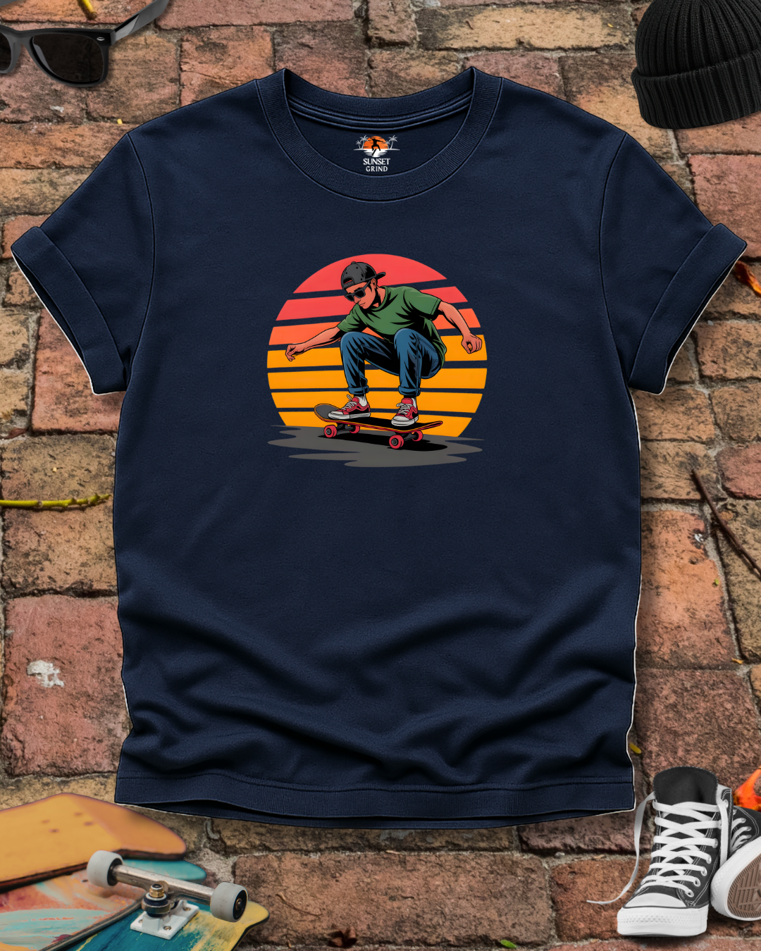 SKATEBOARDING VINTAGE RETRO SUNSET T-Shirt